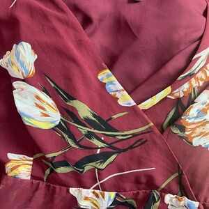 a new day Floral Wrap Dress in Burgundy and Cream
